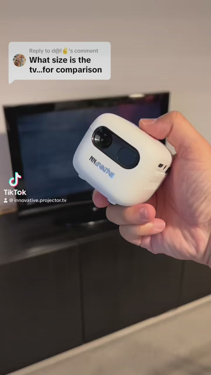 INNOVATIVE Cupid AI - Small Projector Baseball-sized, Inbuilt Battery, USB-C & Smart