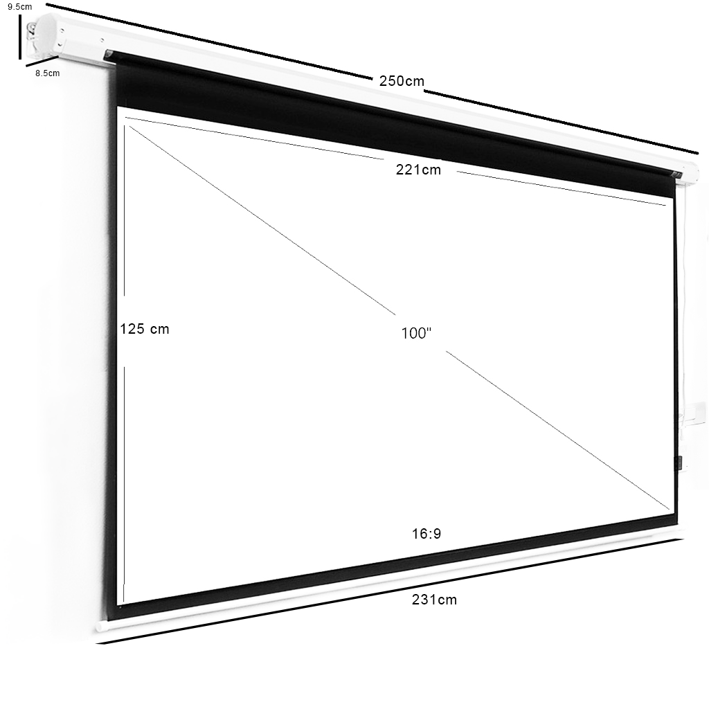 Motorized Electric Projector Screen, 84" / 100" / 120" for Wall and Ceiling Mount