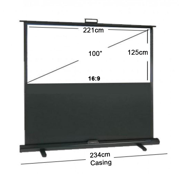 Floor Up Portable Projector Screen, 60"/ 80"/ 100" / 120" for Floor, Table and TV Console
