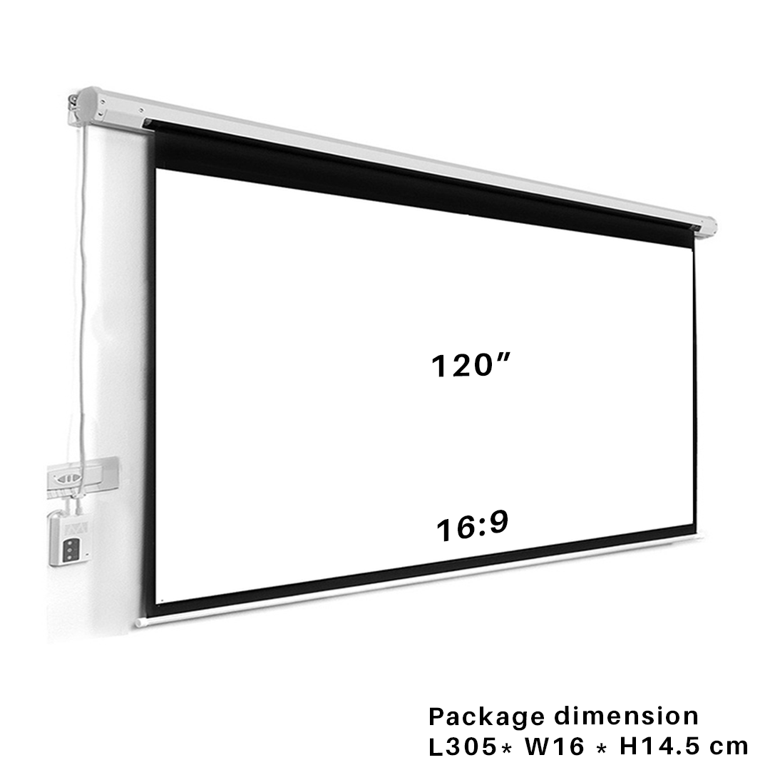 Motorized Electric Projector Screen, 84" / 100" / 120" for Wall and Ceiling Mount