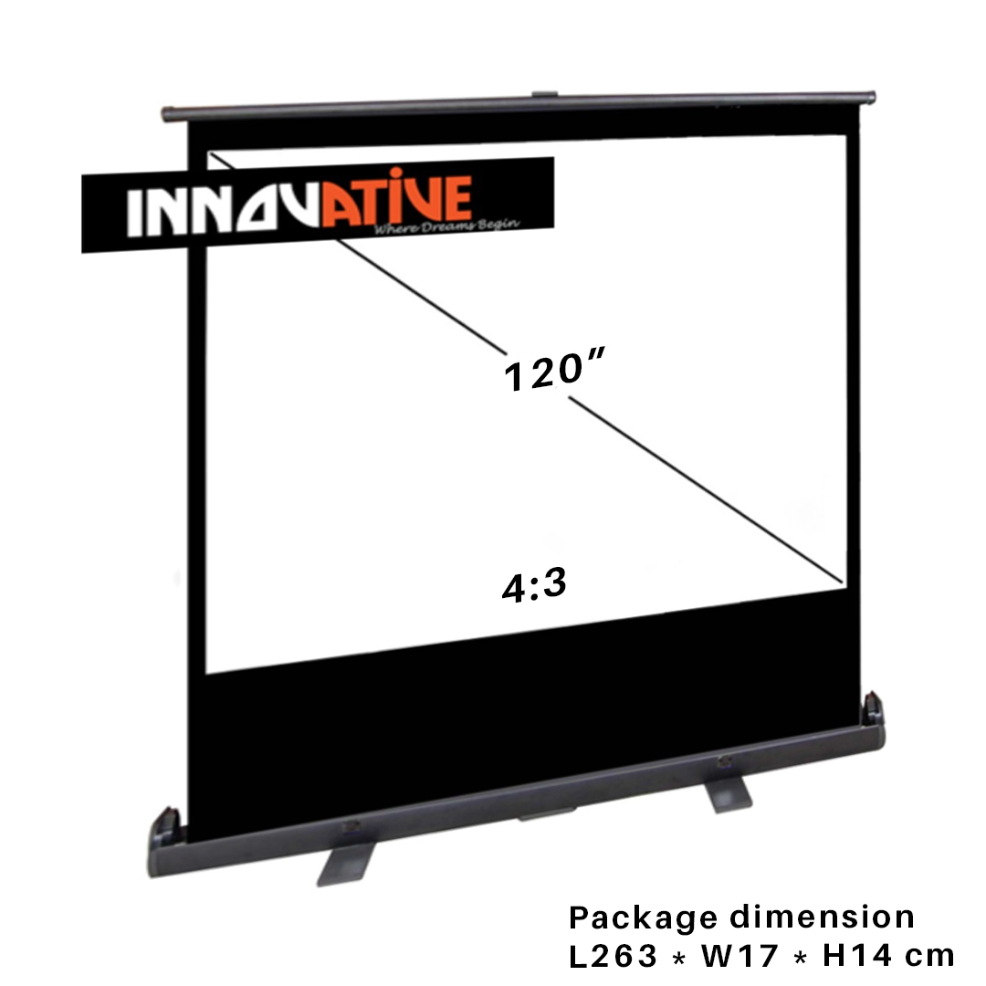 Floor Up Portable Projector Screen, 60"/ 80"/ 100" / 120" for Floor, Table and TV Console