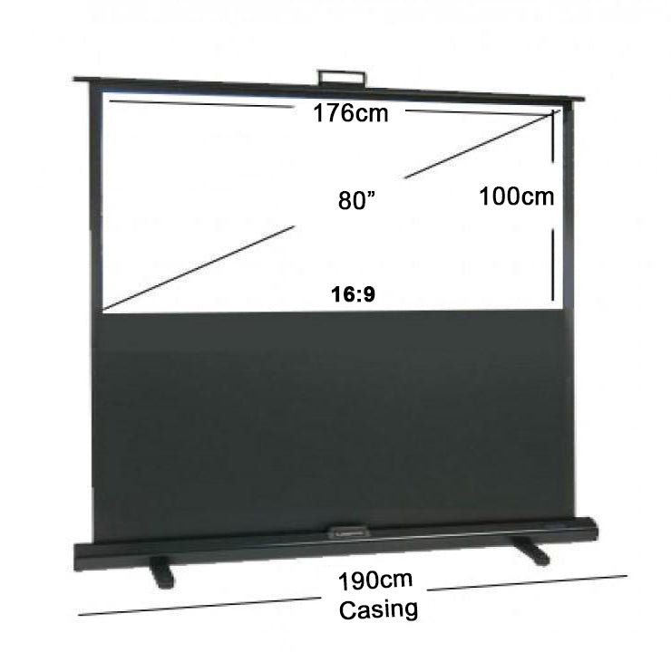 Floor Up Portable Projector Screen, 60"/ 80"/ 100" / 120" for Floor, Table and TV Console