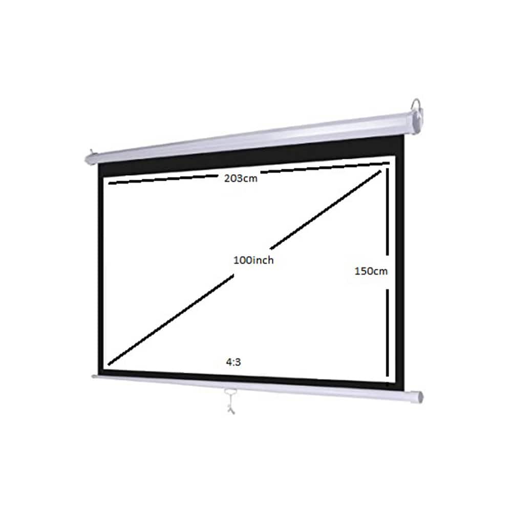 Manual Pull Down Projector Screen, 80" / 100" / 120" for Wall and Ceiling Mount