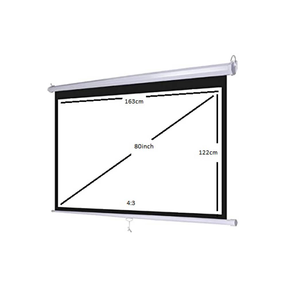 Manual Pull Down Projector Screen, 80" / 100" / 120" for Wall and Ceiling Mount
